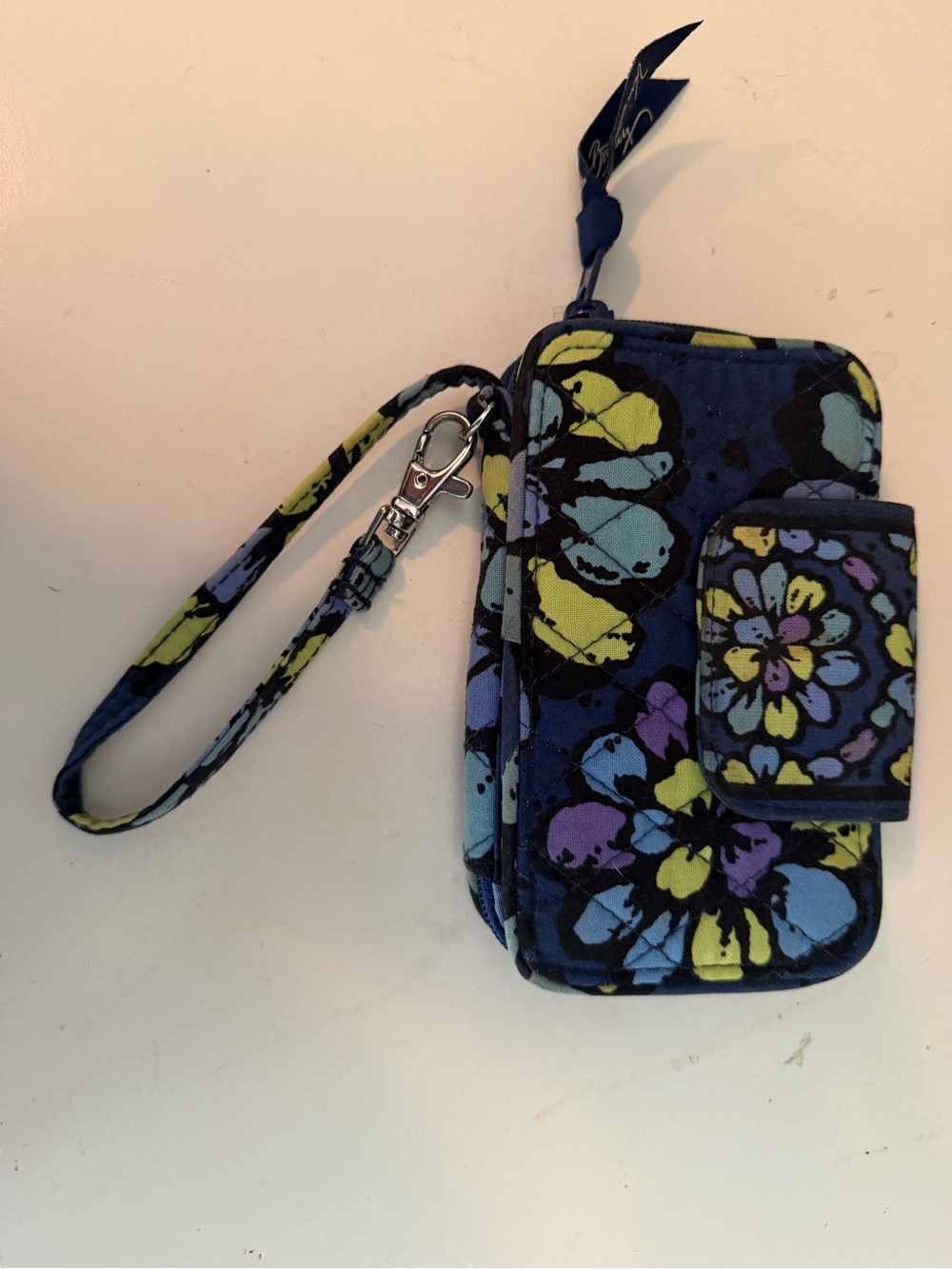 Floral Quilted Wristlet  Blue Multi